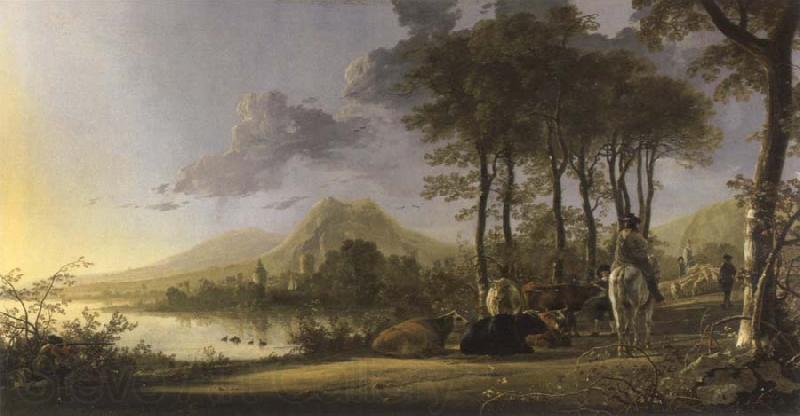 Aelbert Cuyp river landscape with horsemen and peasants Spain oil painting art